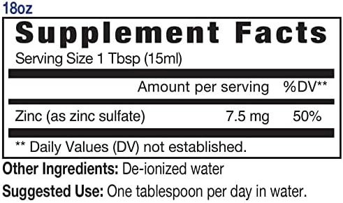Eidon Ionic Minerals Liquid Zinc Concentrate - Ionic Zinc Supplement Drops for Adults and Kids, Support Immune System, Hair and Skin, Liver and Kidney Health, Relieves Stress - 18 oz