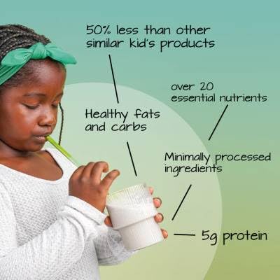ELSE NUTRITION Plant-Based Kids Protein Shake, Protein Powder for Ages 2-12. Dairy-Free, Complete Nutrition Shake, 25 Vitamins & Minerals, Heathy Kids Snacks, Vanilla 1-Pack