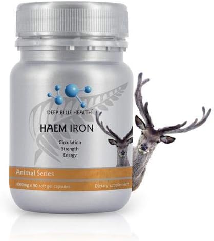 New Zealand Heme Iron Supplement - 1000mg x 90 Soft Gel Capsules - Iron Deficiency Supplement for Anemia - Deer Blood w/ Ferrous Fumarate - Supports Energy, Strength and Circulation for Men and Women
