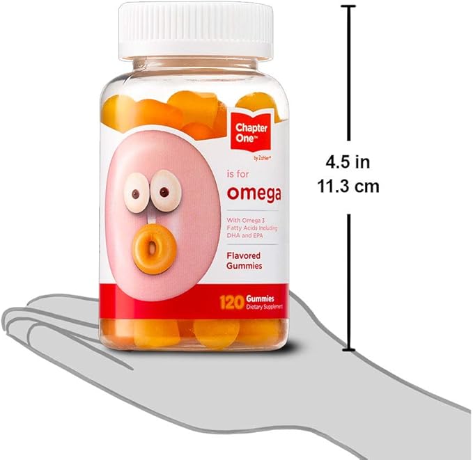 Chapter One Omega Gummies, Great Tasting Chewable Omega 3 Gummies for Kids, Certified Kosher (120 Flavored Gummies)