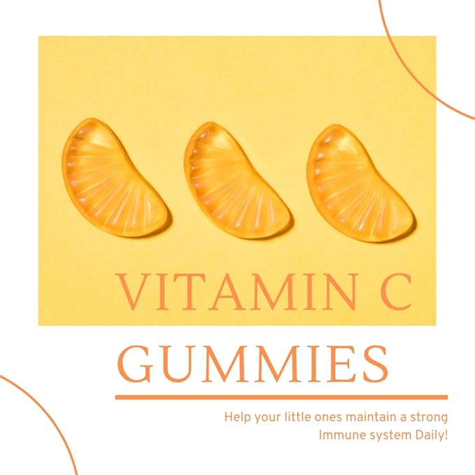 ALFA VITAMINS Vitamin C Gummies for Kids with 250mg, immune system support, daily antioxidant for kids, natural orange flavor - 100 Gummies