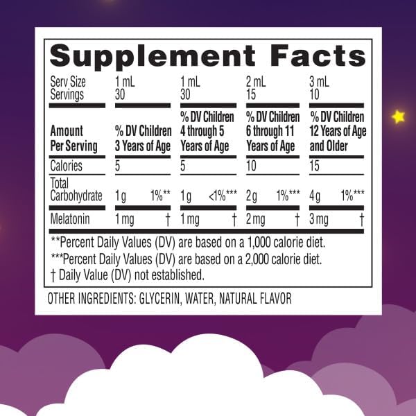 Zarbee's Kids Sleep Supplement Liquid with 1mg Melatonin; Drug-Free & Effective; Easy to Take Natural Berry Flavor for Children Ages 3 and Up; 1 Fl Oz Bottles, Pack of 2