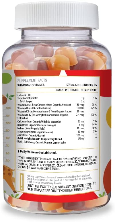 Actif Height Boost Mega Support for Kids 3-8 Years Old, Height Growth with 10+ Factors, 60 Gummies, Strawberry Flavor, Get Tall Fast Formula