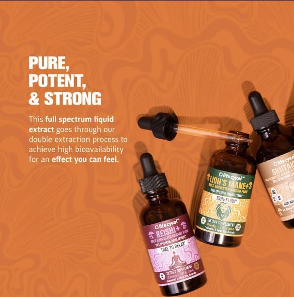 Lifecykel - Organic Chaga Mushroom Extract with Kakadu Plum - Double Extracted Mushroom Tincture - Non-GMO Immune Support Supplement for Adults and Kids - 2 Fl Oz