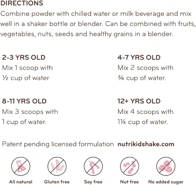 NutriKid Kids Healthy Protein Powder Shake- 36 Essential Vitamins Superfood, Weight Gain Drink Mix for Toddlers, Digestive Enzyme Probiotics, Perfect Snack