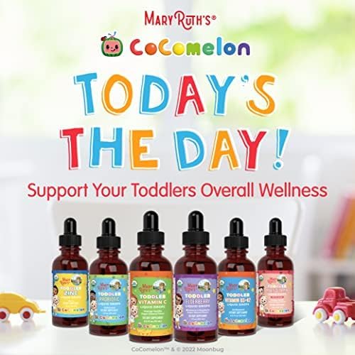 MaryRuth Organics Cocomelon Toddler Probiotic Liquid Drops | Kids Probiotics for Ages 1-3 | 5 Probiotic Strains | 150 Billion CFU Per Serving | USDA Organic | Sugar Free | Gluten Free | 1 Fl Oz