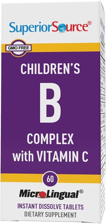 Superior Source Children?s B Complex with Vitamin C - Multivitamin for Heart Health Support - Folic Acid Supplement for Kids - Immune Support Formula with Vitamin C - 60 Instant Dissolve Tablets