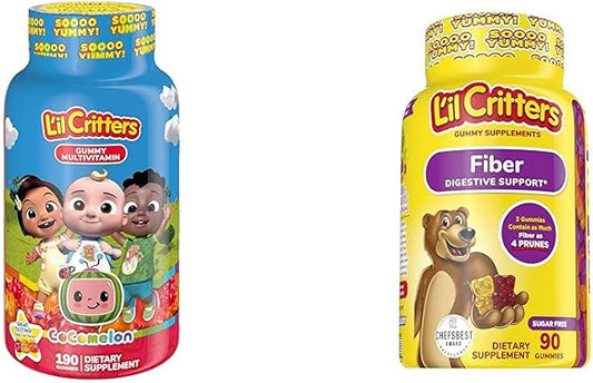 L'il Critters Kids Multivitamin Gummies, 190 Count & Fiber Gummies for Digestive Support, 90 Count