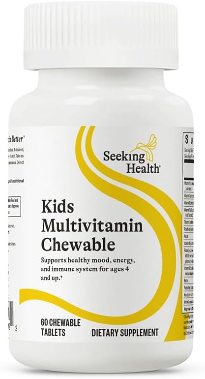 Seeking Health Kids Multivitamin Chewable, Formulated for Children’s Health, with L-5-MTHF L-Methylfolate, B12, Riboflavin, Vitamin A, Vegetarian (60 Chewable Tablets)*