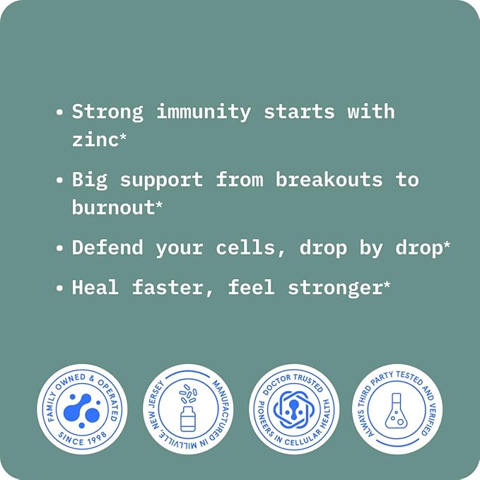 BodyBio Ionic Liquid Zinc Drops 2 oz | Immune Health & Cell Repair | Antioxidant | Ultimate Absorption | No Additives | Concentrated Liquid Zinc Supplement for Adults & Kids