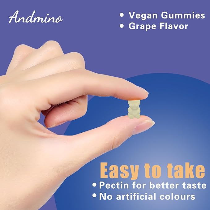 L Tryptophan Gummies 500mg, with Trehalose, for Natural Relaxation & Serotonin Support, for Adults & Kids, Non-GMO, Vegan, Gluten Free, Grape Flavor, 60