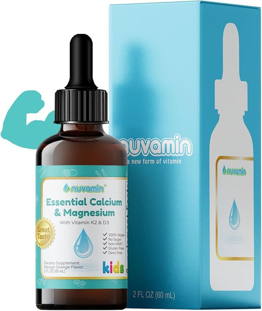 Nuvamin – Liquid Calcium & Magnesium Drops for Baby, Toddlers, Kids, & Adults, 2Fl.Oz (60ml), 30 Daily Servings. Great Taste - All Natural - Vegan - Superior Absorption