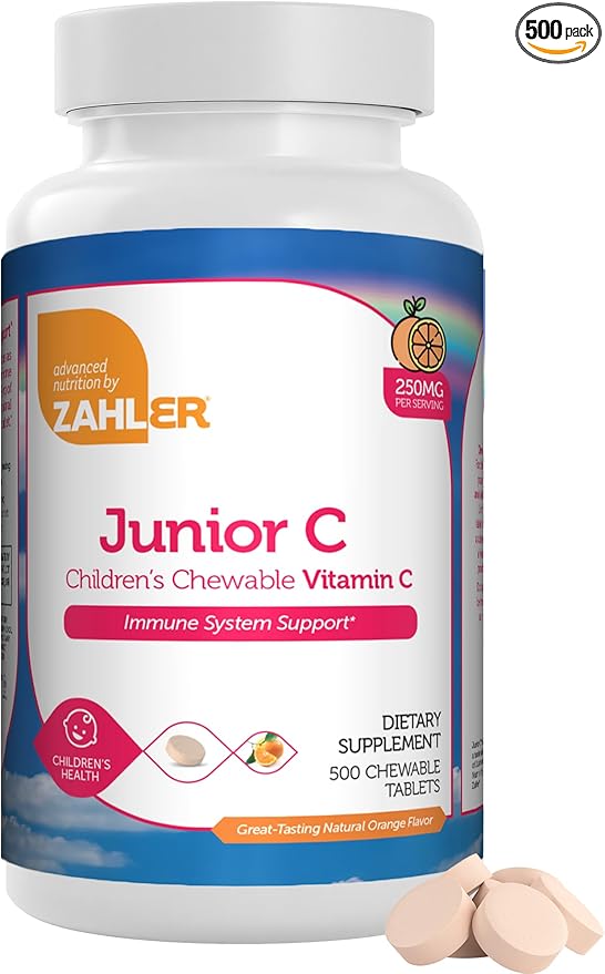 Zahler Junior C Advanced Chewable Vitamin C for Kids - Immune Support Kids Vitamins in Delicious Orange Flavor - Kosher Kids Vitamin C for Immunity - Vitamin C Chewable Antioxidant - (500 Count)
