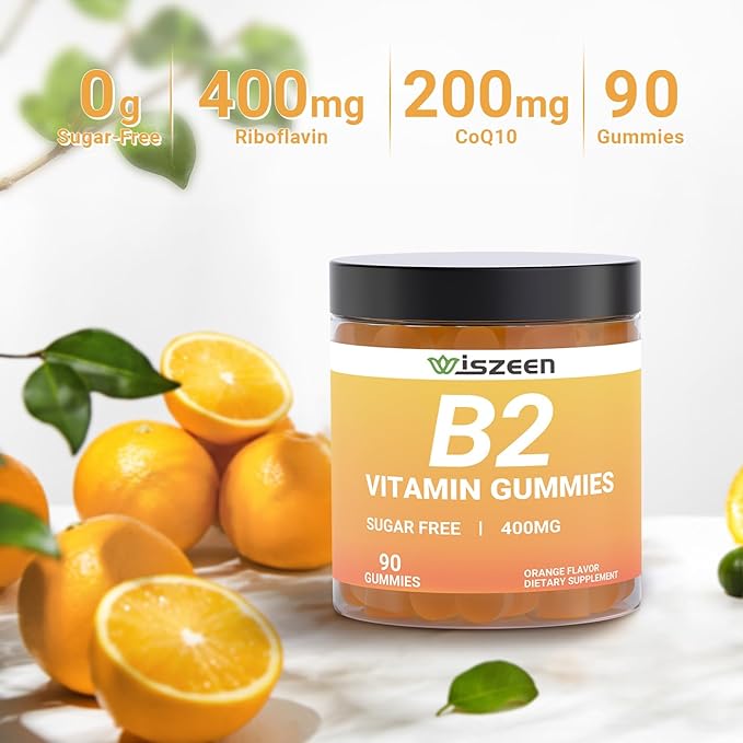 Vitamin B2 Gummies - Riboflavin 400mg Supplement for Kids & Adults - B2 Vitamins Gummy with Magnesium, CoQ10