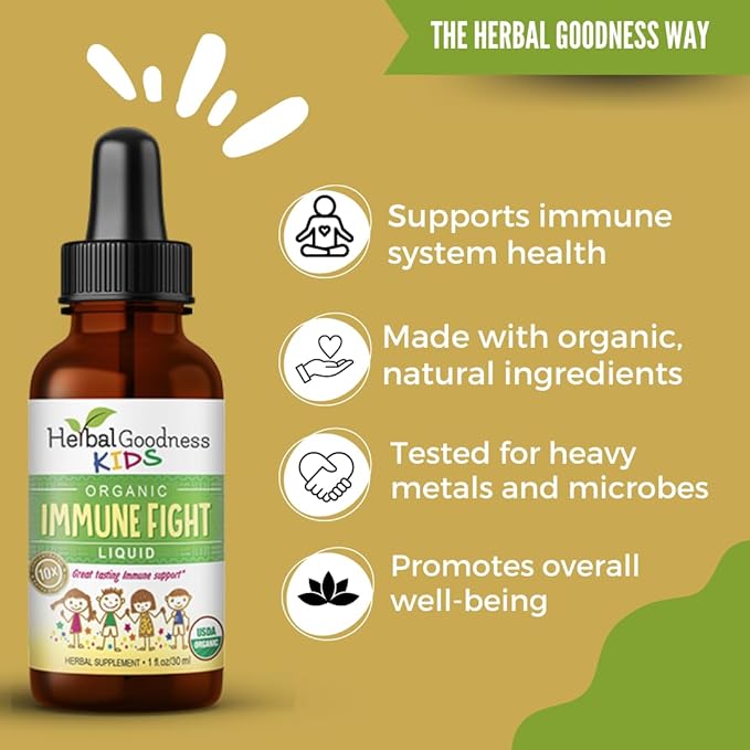 Kids Immune Support 1oz with Ashwagandha for Kids and Turmeric Herbal Supplements - Natural Kids Immune Booster Drops for Wellness and Immune Support for Kids - Non-GMO - Made in USA