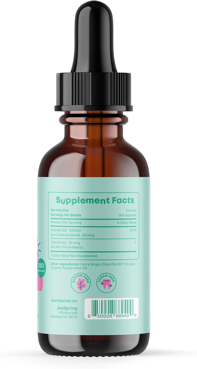 JoySpring Vitamin D & Zinc Bundle | Kids Vitamins & Minerals Naturally Sourced, Non-GMO, Non-Alcoholic Liquid Formula, Immunity Health Support | Vegan & Vegetarian Supplement Drops