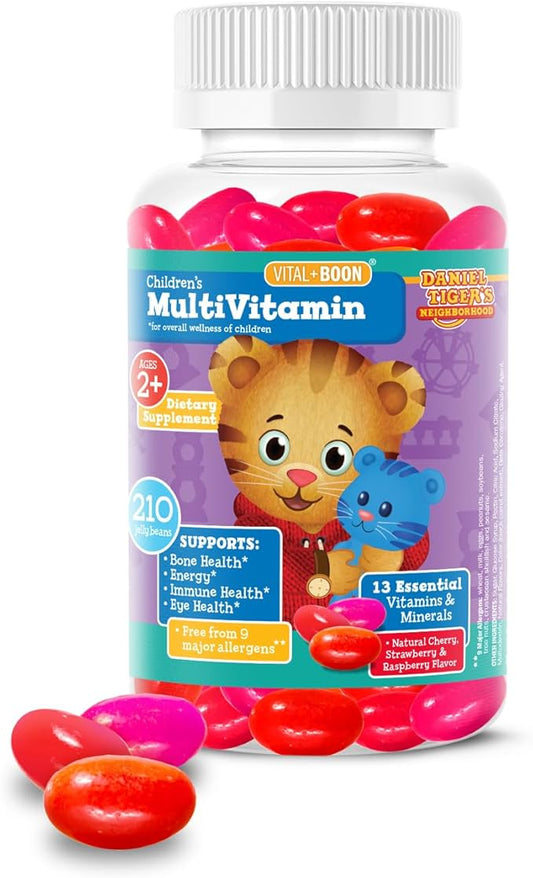 Daniel Tiger - Kids Multivitamin Jellybeans (210 Jellybean Bottle) Toddler 2+ & Kids Vitamins - 13 Essential Vitamins & Minerals to Support Bone Health, Energy, Immune Health & Eye Health - Non GMO