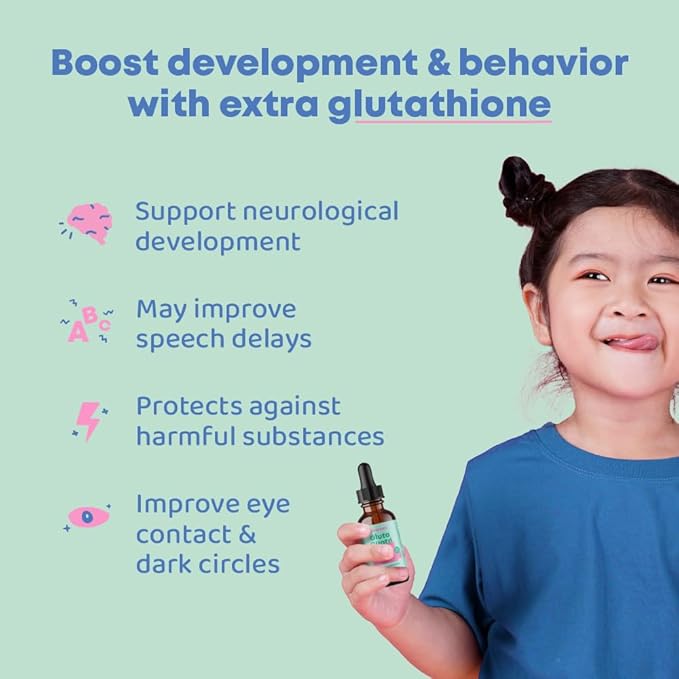JoySpring Liposomal Glutathione Supplement for Kids | Supports Speech and Eye Contact | 50 MG Antioxidant L-Glutathione Drops | 2 oz Liquid Detox Supplement
