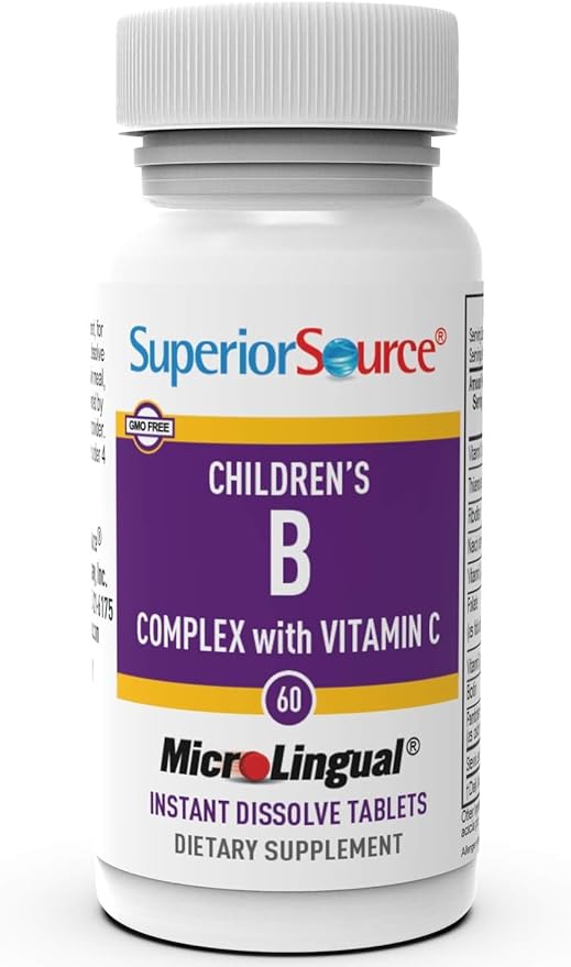 Superior Source Children?s B Complex with Vitamin C - Multivitamin for Heart Health Support - Folic Acid Supplement for Kids - Immune Support Formula with Vitamin C - 60 Instant Dissolve Tablets