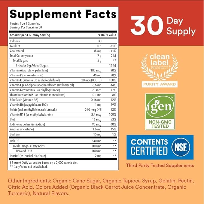 SmartyPants Kids Multivitamin Gummies and Probiotic Immunity Bundle: Omega 3 Fish Oil (EPA/DHA), Vitamin D3, C, Vitamin B12, B6, Digestive & Immune Support Supplement (30 Day Supply)