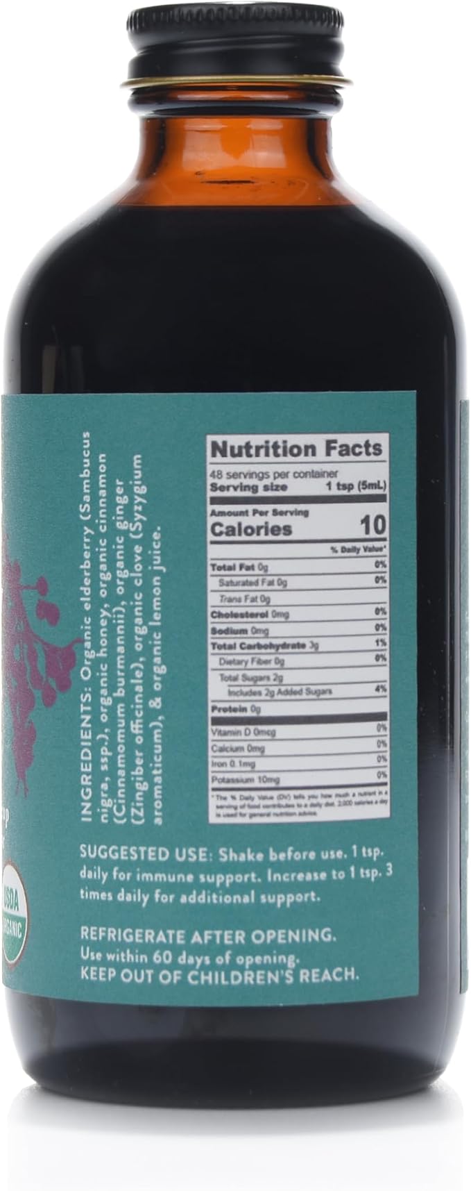 Elderberry Elixir – Immune Support for Adults & Kids – Certified Organic, Farm-Fresh Elderberry Syrup – Made in The USA (8 oz)