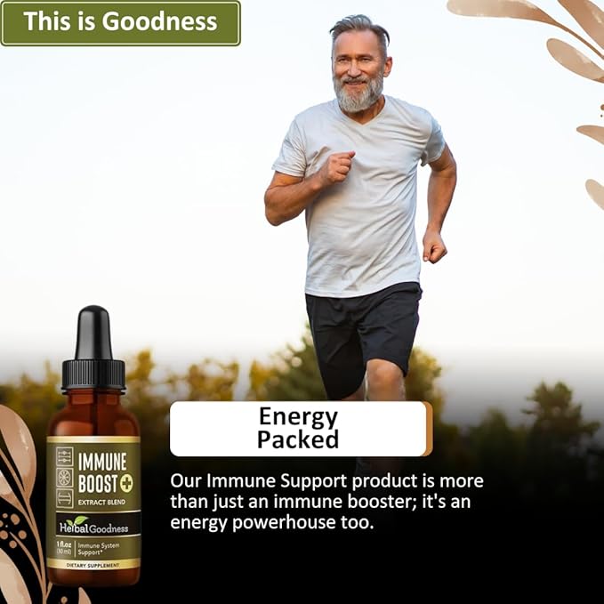 Herbal Goodness Immune Support Liquid 1oz – Natural Herbal Supplement for Immune & Gut Health, Liquid Vitamins for Adults & Kids, with Echinacea, Astragalus, and Graviola – 1 Bottle