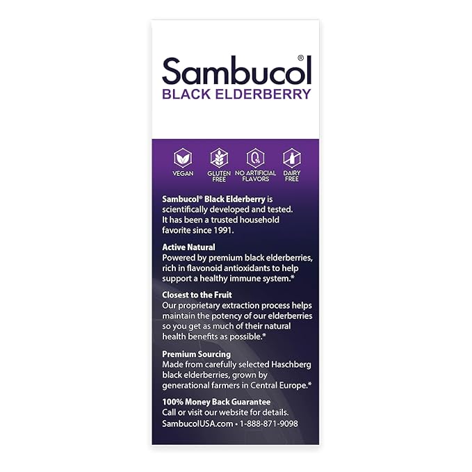 Sambucol Black Elderberry Syrup for Kids - Kids Elderberry Syrup, Added Vitamin C, Black Elderberry Syrup for Kids, Sambucus Elderberry Kids Syrup For Immune Support, Delicious Berry Taste - 4 Fl Oz