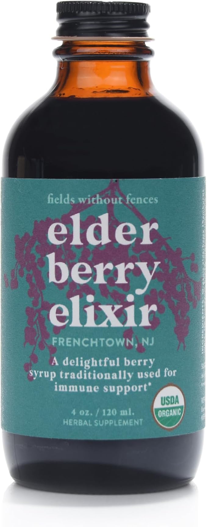 Elderberry Elixir – Immune Support for Adults & Kids – Certified Organic, Farm-Fresh Elderberry Syrup – Made in The USA (4 oz)