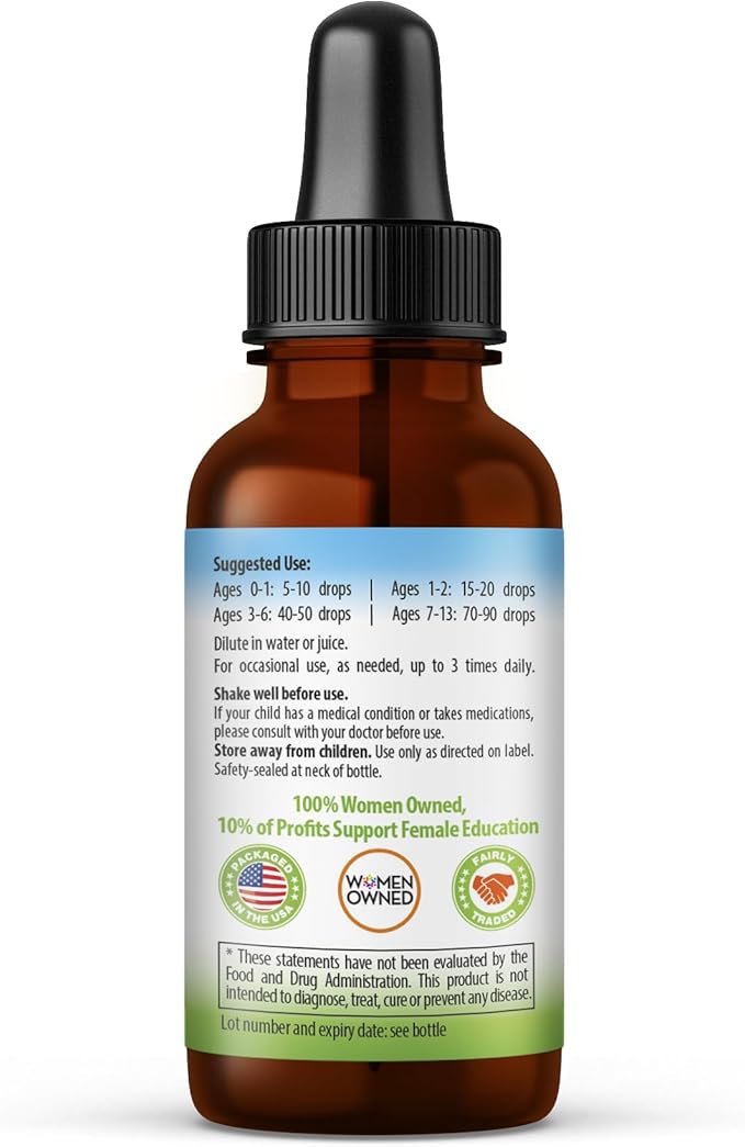 Kids Immune Support 1oz with Ashwagandha for Kids and Turmeric Herbal Supplements - Natural Kids Immune Booster Drops for Wellness and Immune Support for Kids - Non-GMO - Made in USA