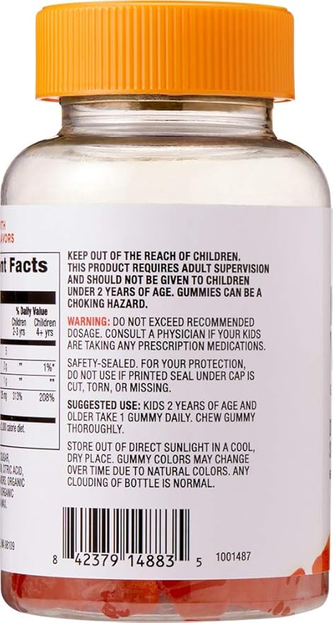 Amazon Brand - Mama Bear Vegan Probiotic, 60 Gummies, 1 Billion CFU per Gummy & Mama Bear Vegan Kids Vitamin C, 60 Gummies, 125 mg Vitamin C per Gummy