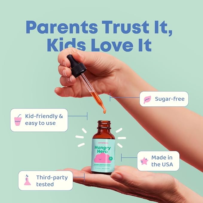 JoySpring Appetite Booster for Kids | Natural Weight Gain with L-Lysine & B Vitamins | Toddler Appetite Booster | Supports Healthy Growth & Development | 2oz Liquid