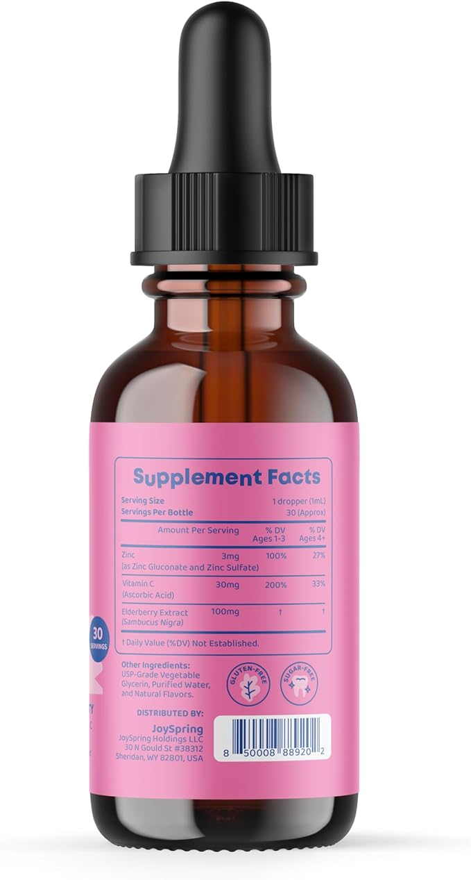 JoySpring Vitamin D & Zinc Bundle | Kids Vitamins & Minerals Naturally Sourced, Non-GMO, Non-Alcoholic Liquid Formula, Immunity Health Support | Vegan & Vegetarian Supplement Drops