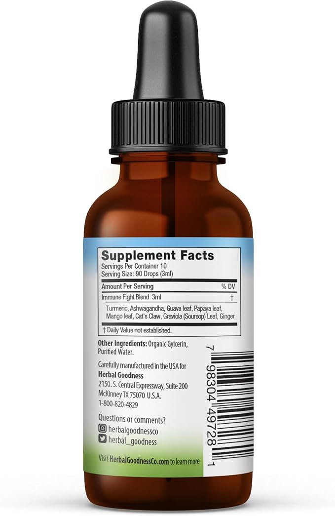 Kids Immune Support 1oz with Ashwagandha for Kids and Turmeric Herbal Supplements - Natural Kids Immune Booster Drops for Wellness and Immune Support for Kids - Non-GMO - Made in USA