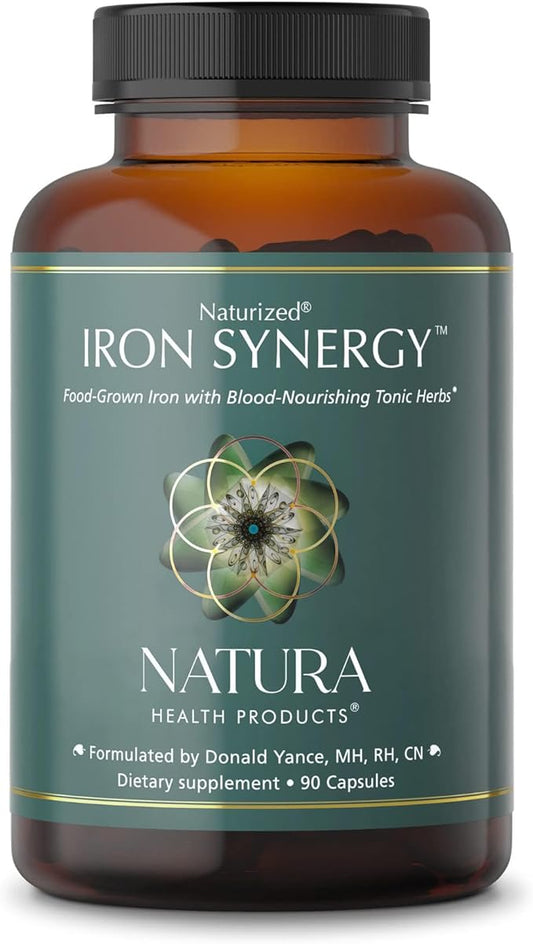 Natura Health Product Iron Synergy Supplement - Supplies Food-Grown, Bioavailable & Promotes Healthy Levels - 30mg Iron Complex Featuring Beet Root Extract & Vitamin C (90 Capsules)