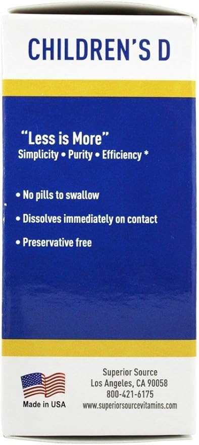 Superior Source Children's Vitamin D3 400 IU - Teeth, Bone & Immune Support Supplement for Kids - Non-GMO - 100 MicroLingual Dissolvable Tablets