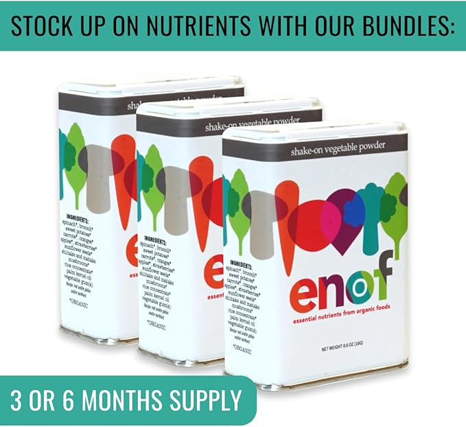 ENOF Organic Fruit and Vegetable Powder Supplement Kids & Adults | 10 Clean Ingredients - Strawberry, Spinach | Gluten & GMO Free Vegetable Powder for Kids | 60 Servings, 1 Mo. Supply, Made in USA