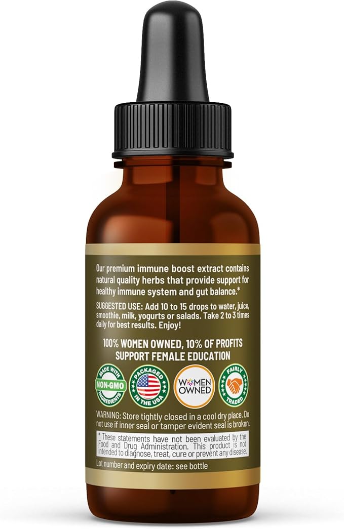 Herbal Goodness Immune Support Liquid 1oz – Natural Herbal Supplement for Immune & Gut Health, Liquid Vitamins for Adults & Kids, with Echinacea, Astragalus, and Graviola – 1 Bottle
