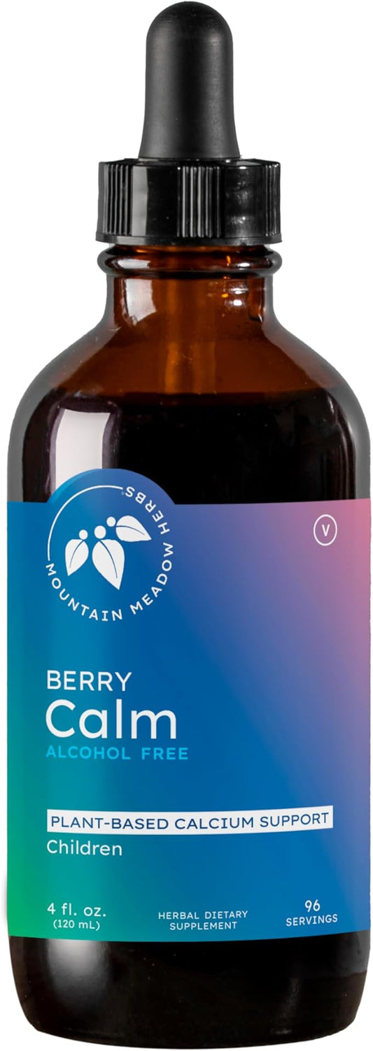 Mountain Meadow Herbs Berry Calm for Kids | Great Tasting Herbal Calcium Supplement for Strong Bones & Teeth | Improves Focus and Relaxation | 4 Oz