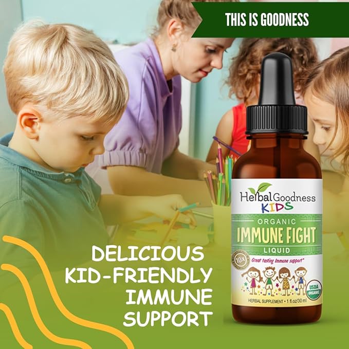 Kids Immune Support 1oz with Ashwagandha for Kids and Turmeric Herbal Supplements - Natural Kids Immune Booster Drops for Wellness and Immune Support for Kids - Non-GMO - Made in USA