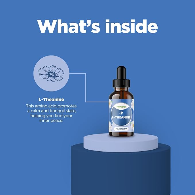 Phytoral Potent L-Theanine Liquid Drops - High Absorption L-Theanine for Kids & Adults Calm & Relaxation Support - Premium Quality Drops Ideal for Children and Adults Liquid 30 Servings