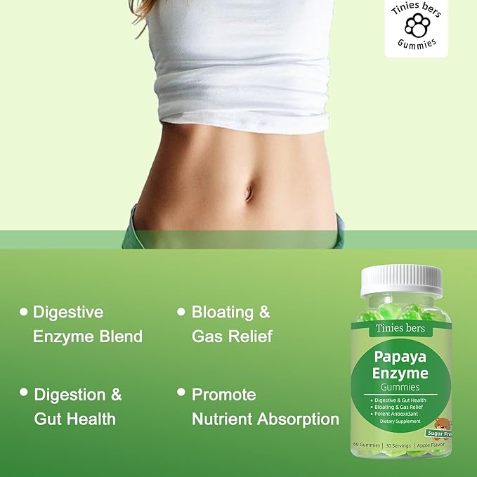 Tinies bers Papaya Enzyme Gummies and Magnesium Oxide Gummies, Digestive Health for Adults & Kids, Vegan, Sugar Free, Non-GMO, Pectin