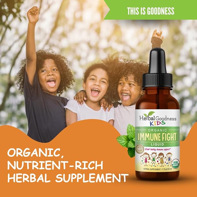 Kids Immune Support 1oz with Ashwagandha for Kids and Turmeric Herbal Supplements - Natural Kids Immune Booster Drops for Wellness and Immune Support for Kids - Non-GMO - Made in USA