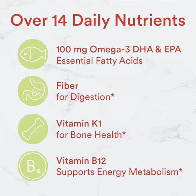 SmartyPants Kids Multivitamin Gummies and Fiber Supplement: Vitamin D3, C, Vitamin B12, B6, A, Zinc, Biotin, Inositol, Fiber Gummies, Three Fruit Flavors, 90 Count (22 Day Supply)
