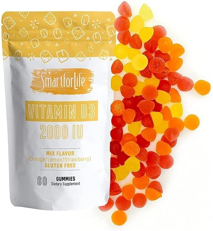 Smart for Life Vitamin D3 Gummies - High Absorption Vitamin D3 - Great for Immune Support & Bone Strength - Vitamin D Gummies for Adults or Kids - 60 Count