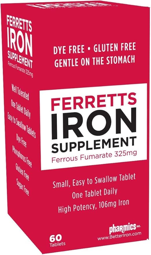 Iron Tablets 325mg Ferrous Fumarate 2 Pack (120 Total)