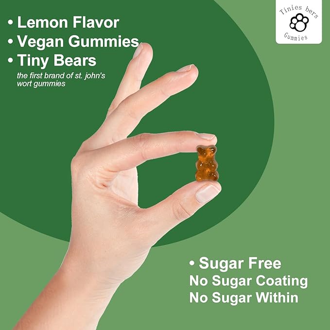 St John's Wort Gummies 500mg, Sugar Free Gummies for Adults Kids, Best Herbs Gummies for Brain and Stress Relief, Non-GMO, Gulten Free, Vegan, Pectin, 60