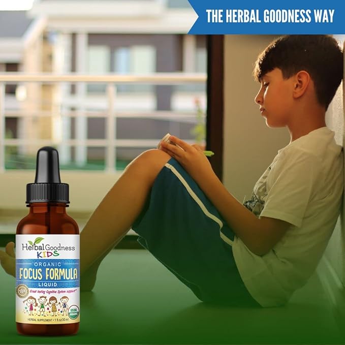 Kids Focus and Attention Supplements 1oz - Focus Supplements for Kids with Ashwagandha for Kids & Natural Moringa Extract for a Serene and Genius Mind - Non-GMO Focus Vitamins for Kids - Made in USA