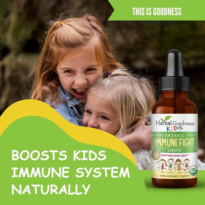 Kids Immune Support 1oz with Ashwagandha for Kids and Turmeric Herbal Supplements - Natural Kids Immune Booster Drops for Wellness and Immune Support for Kids - Non-GMO - Made in USA