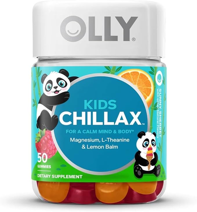 OLLY Kids Chillax, Magnesium Gummies Plus L-Theanine, Lemon Balm, Sherbet Flavor - 50 Count & Kids Multivitamin Gummy Worms, Overall Health and Immune Support, Vitamins and Minerals A, C, D