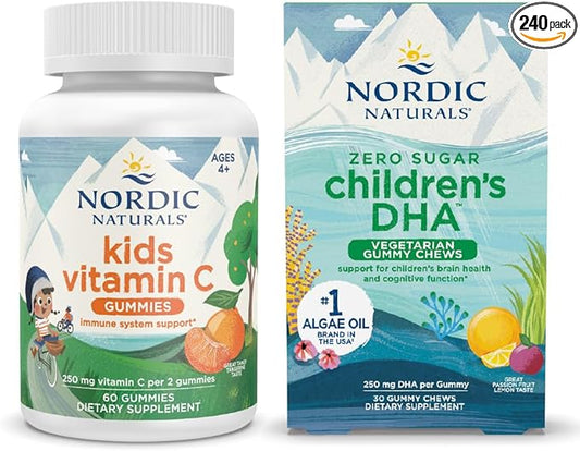 Nordic Naturals Starter Pack - Children's DHA Veg Gummy Chews and Kids Vitamin C Gummies